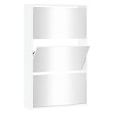 Shoe Cabinet with Mirror 3-Layer High Gloss White 63x17x102.5 cm - Front View