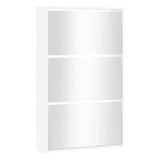 Shoe Cabinet with Mirror 3-Layer High Gloss White 63x17x102.5 cm - Side View