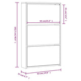Shoe Cabinet with Mirror 3-Layer High Gloss White 63x17x102.5 cm - Low Angle