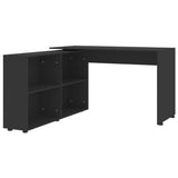 Corner Desk Black Engineered Wood - Front View