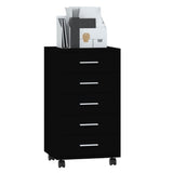 Drawer Cabinet with Castors Black Engineered Wood - Top-Down View