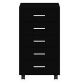 Drawer Cabinet with Castors Black Engineered Wood - Rear View