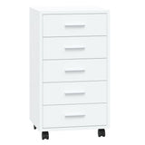 Drawer Cabinet with Castors High Gloss White Engineered Wood