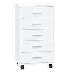 Drawer Cabinet with Castors High Gloss White Engineered Wood