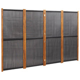 4-Panel Room Divider Black 280x180 cm - Front View