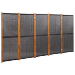 5-Panel Room Divider Black 350x180 cm