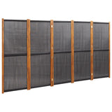 5-Panel Room Divider Black 350x180 cm - Front View