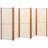 5-Panel Room Divider Cream White 350x180 cm