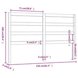Bed Headboard White 156 cm Solid Wood Pine - Rear View