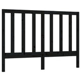 Bed Headboard Black 141 cm Solid Wood Pine - Front View