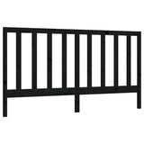 Bed Headboard Black 186 cm Solid Wood Pine - Front View