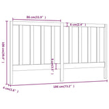 Bed Headboard Black 186 cm Solid Wood Pine - Rear View