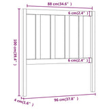 Bed Headboard White 96x4x100 cm Solid Wood Pine