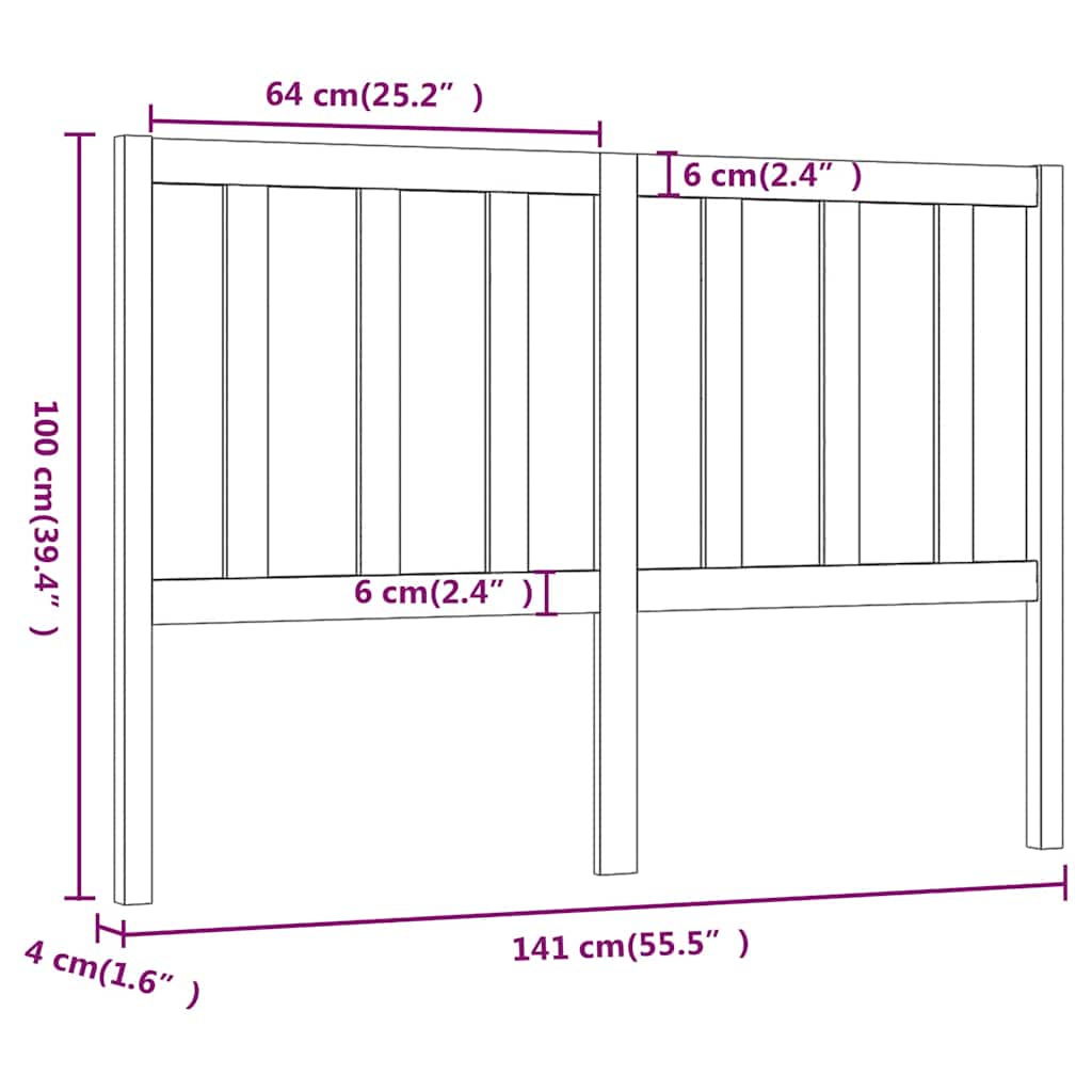 Bed Headboard White 141 cm Solid Wood Pine