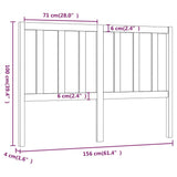 Bed Headboard Black 156 cm Solid Wood Pine