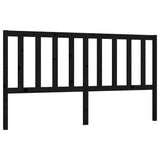 Bed Headboard Black 186 cm Solid Wood Pine - Front View