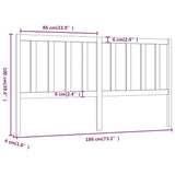 Bed Headboard Black 186 cm Solid Wood Pine