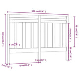 Bed Headboard White 156x4x100 cm Solid Wood Pine - Rear View