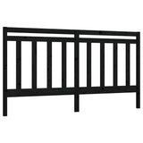 Bed Headboard Black 186 cm Solid Wood Pine - Front View