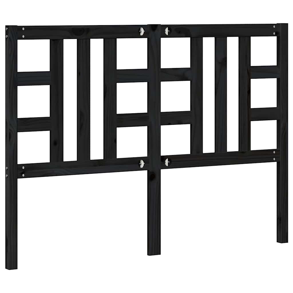 Bed Headboard Black 141 cm Solid Wood Pine