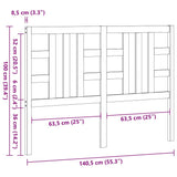 Bed Headboard Black 141 cm Solid Wood Pine - Extra Image