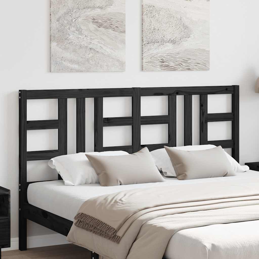 Bed Headboard Black 156 cm Solid Wood Pine