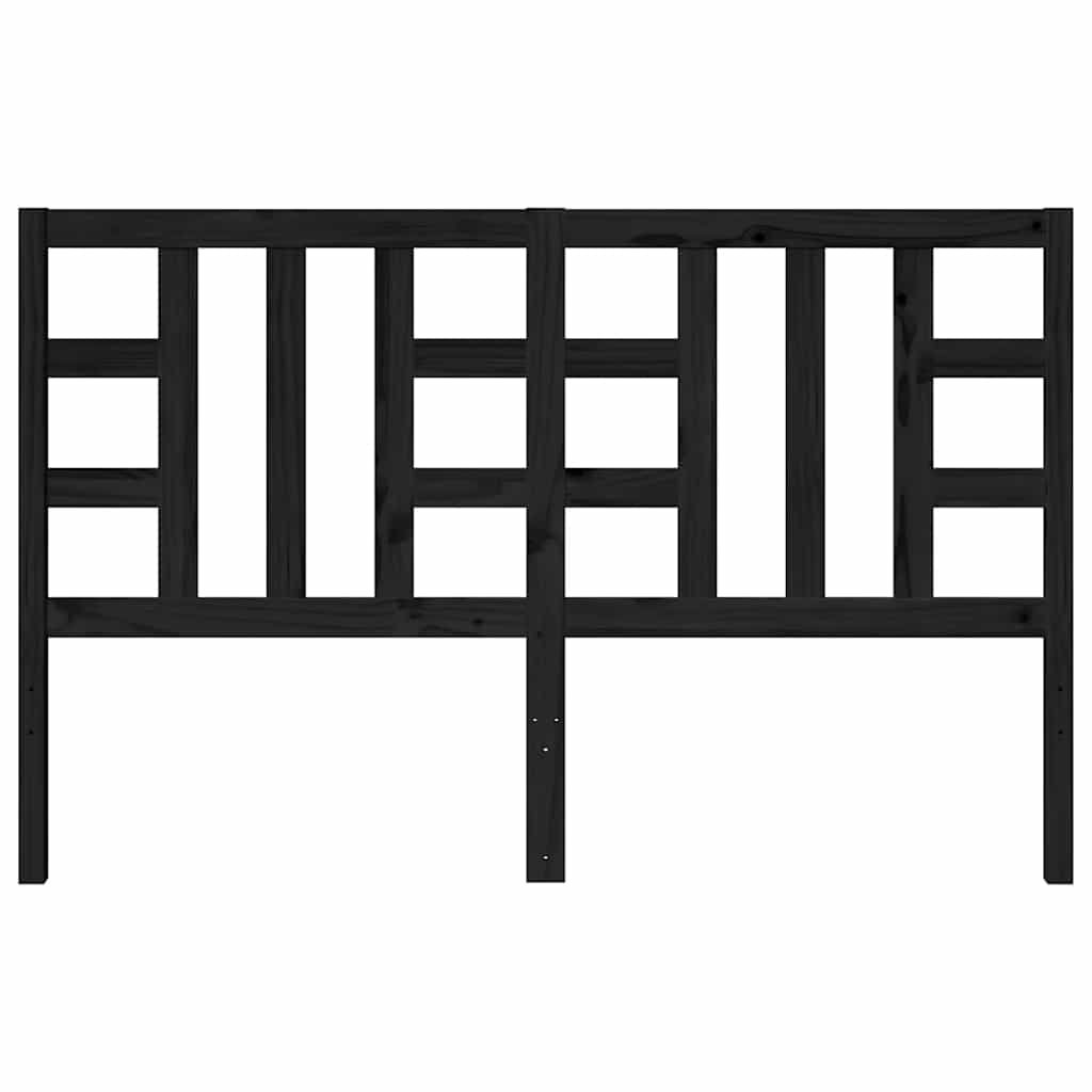 Bed Headboard Black 156 cm Solid Wood Pine