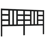 Bed Headboard Black 186 cm Solid Wood Pine - Front View