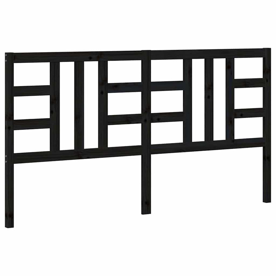 Bed Headboard Black 186 cm Solid Wood Pine
