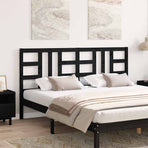 Bed Headboard Black 186 cm Solid Wood Pine