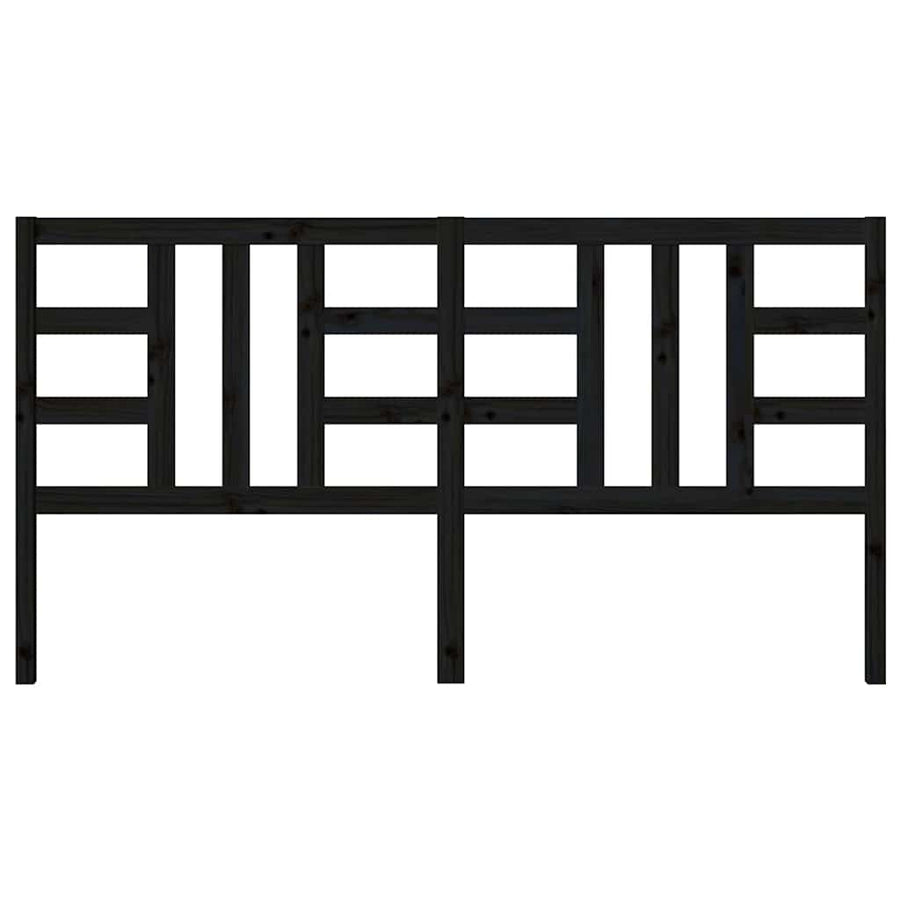 Bed Headboard Black 186 cm Solid Wood Pine