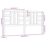 Bed Headboard Black 186 cm Solid Wood Pine - Rear View