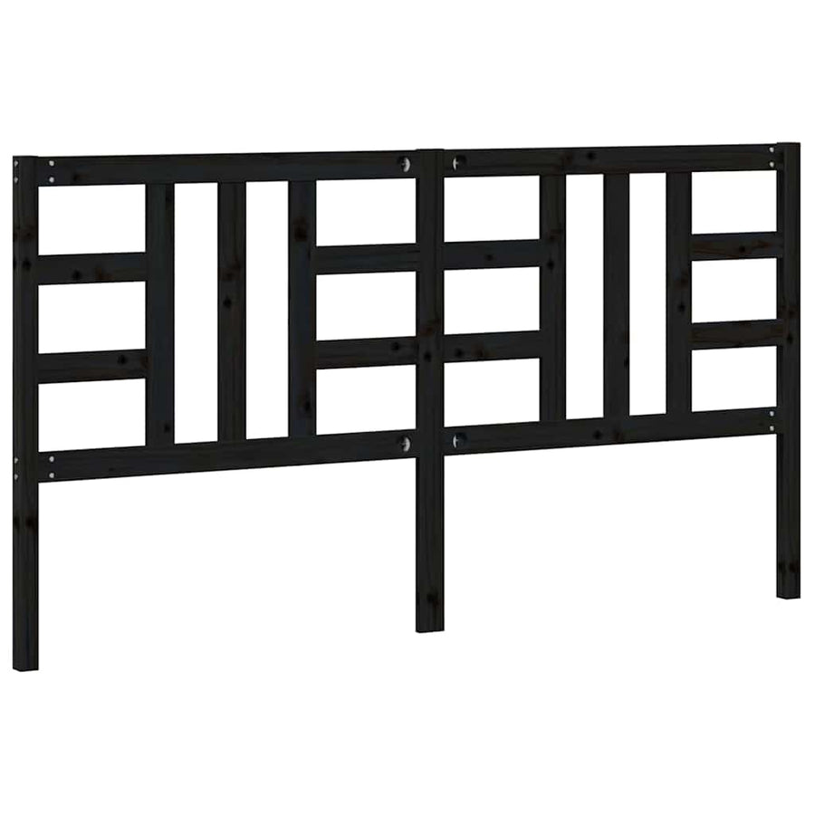 Bed Headboard Black 186 cm Solid Wood Pine
