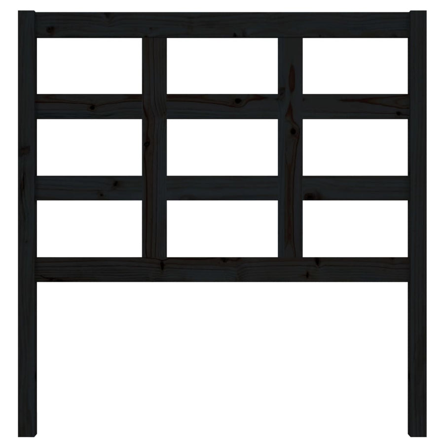 Bed Headboard Black 95.5 cm Solid Wood Pine