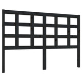Bed Headboard Black 140.5 cm Solid Wood Pine - Front View