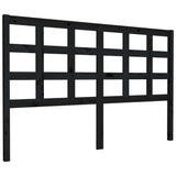 Bed Headboard Black 156x4x100 cm Solid Wood Pine - Front View