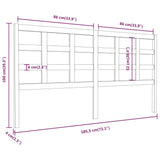 Bed Headboard White 185.5 cm Solid Wood Pine - Rear View