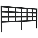 Bed Headboard Black 185.5 cm Solid Wood Pine - Front View