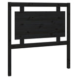 Bed Headboard Black 95.5 cm Solid Wood Pine - Front View
