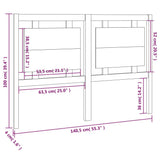 Bed Headboard Black 140.5 cm Solid Wood Pine - Rear View