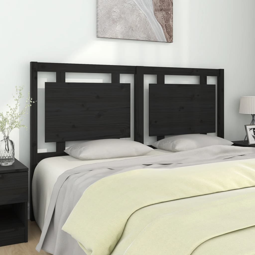 Bed Headboard Black 155.5x4x100 cm Solid Wood Pine