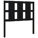 Bed Headboard Black 95.5 cm Solid Wood Pine - Front View