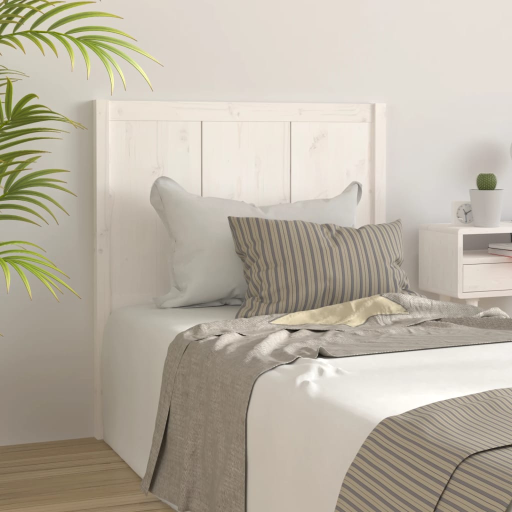 Bed Headboard White 95.5x4x100 cm Solid Pine Wood
