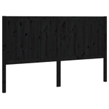 Bed Headboard Black 140.5x4x100 cm Solid Pine Wood - Front View