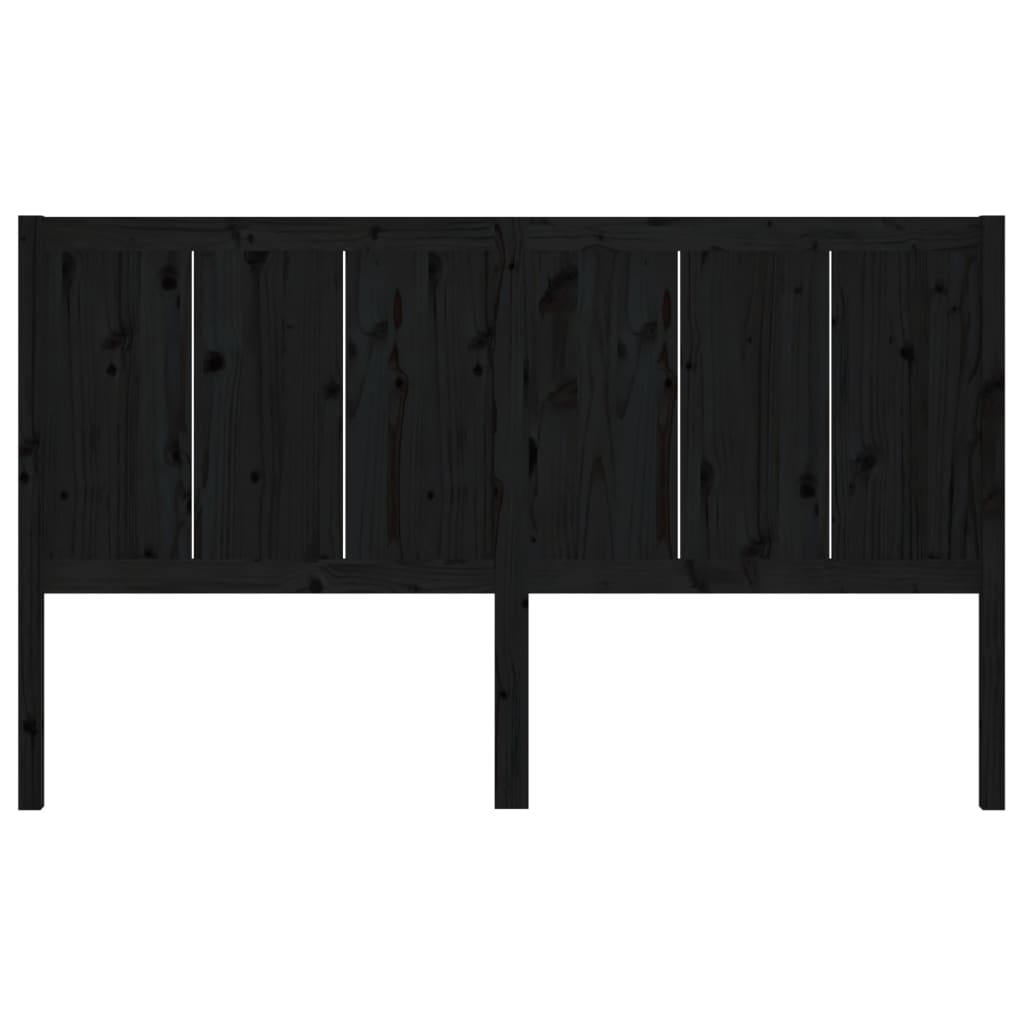 Bed Headboard Black 140.5x4x100 cm Solid Pine Wood