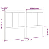 Bed Headboard Black 140.5x4x100 cm Solid Pine Wood - Rear View