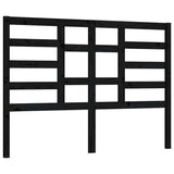 Bed Headboard Black 141 cm Solid Wood Pine - Front View