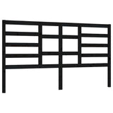 Bed Headboard Black 186 cm Solid Wood Pine - Front View