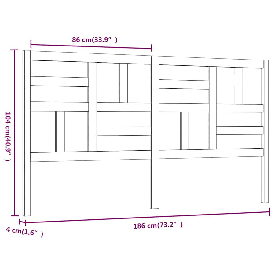 Bed Headboard 186 cm Solid Wood Pine