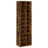 Shoe Cabinet Smoked Oak 54x34x183 cm Engineered Wood - Front View